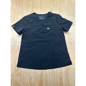 FIGS Technical Collection Womens Black V-Neck Scrub Top Large W21SW1025 Pocket
